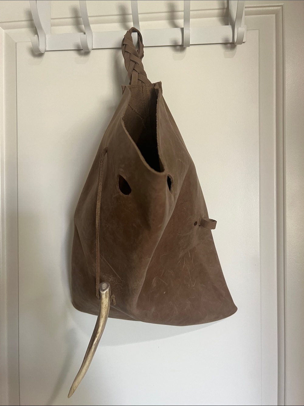 Unique Artisan made Leather Sling Bag with Braided Strap - Picture 3 of 5